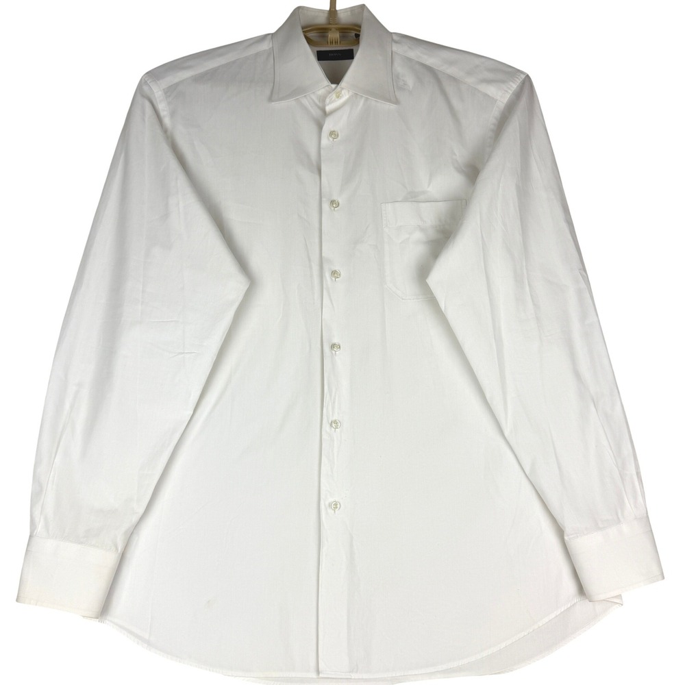 BOSS Hugo Boss Dress Shirt Mens 16 34/35 White 100% Cotton Long Sleeve